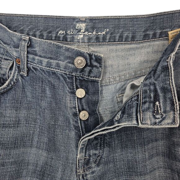 7 for all Mankind Men's Jeans A Pocket Relax Button Fly 34x30 Straight Leg Blue - Picture 4 of 10